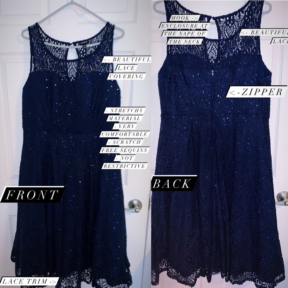 Torrid Formal Skater Navy Blue Sequin Dress